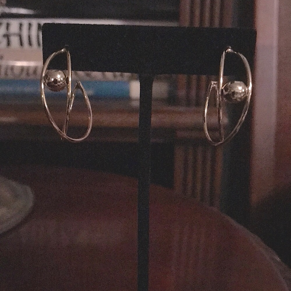 Goldtone Hoop Earrings with Ball Accent